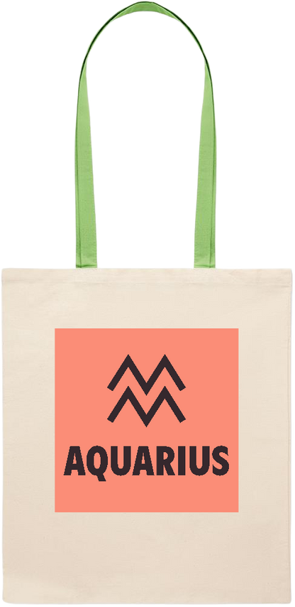 Zodiac Aquarius Design - Essential colored handle tote bag_LIME_front