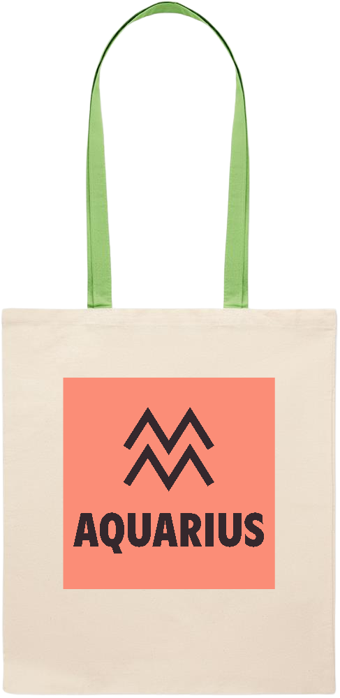 Zodiac Aquarius Design - Essential colored handle tote bag_LIME_front