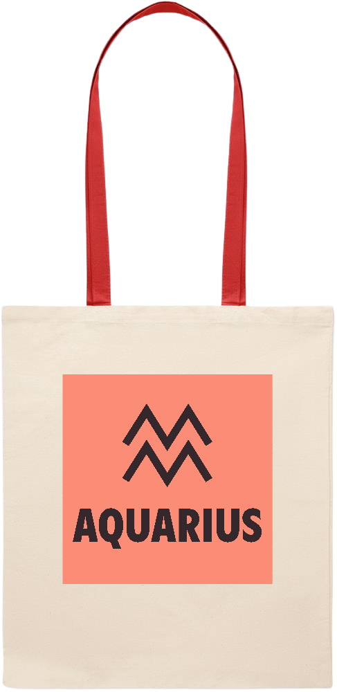 Zodiac Aquarius Design - Essential colored handle tote bag_RED_front