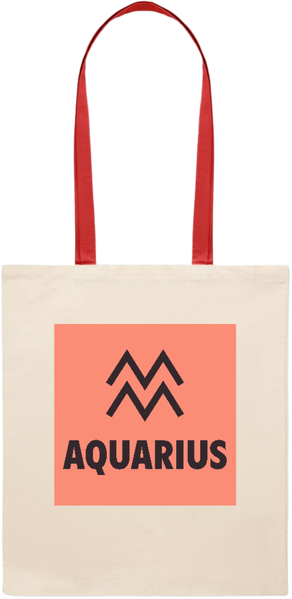 Zodiac Aquarius Design - Essential colored handle tote bag_RED_front