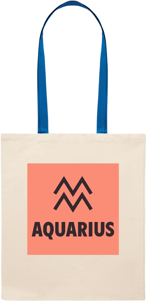 Zodiac Aquarius Design - Essential colored handle tote bag_ROYAL BLUE_front