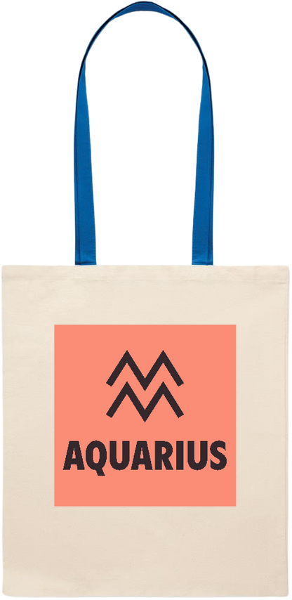 Zodiac Aquarius Design - Essential colored handle tote bag_ROYAL BLUE_front