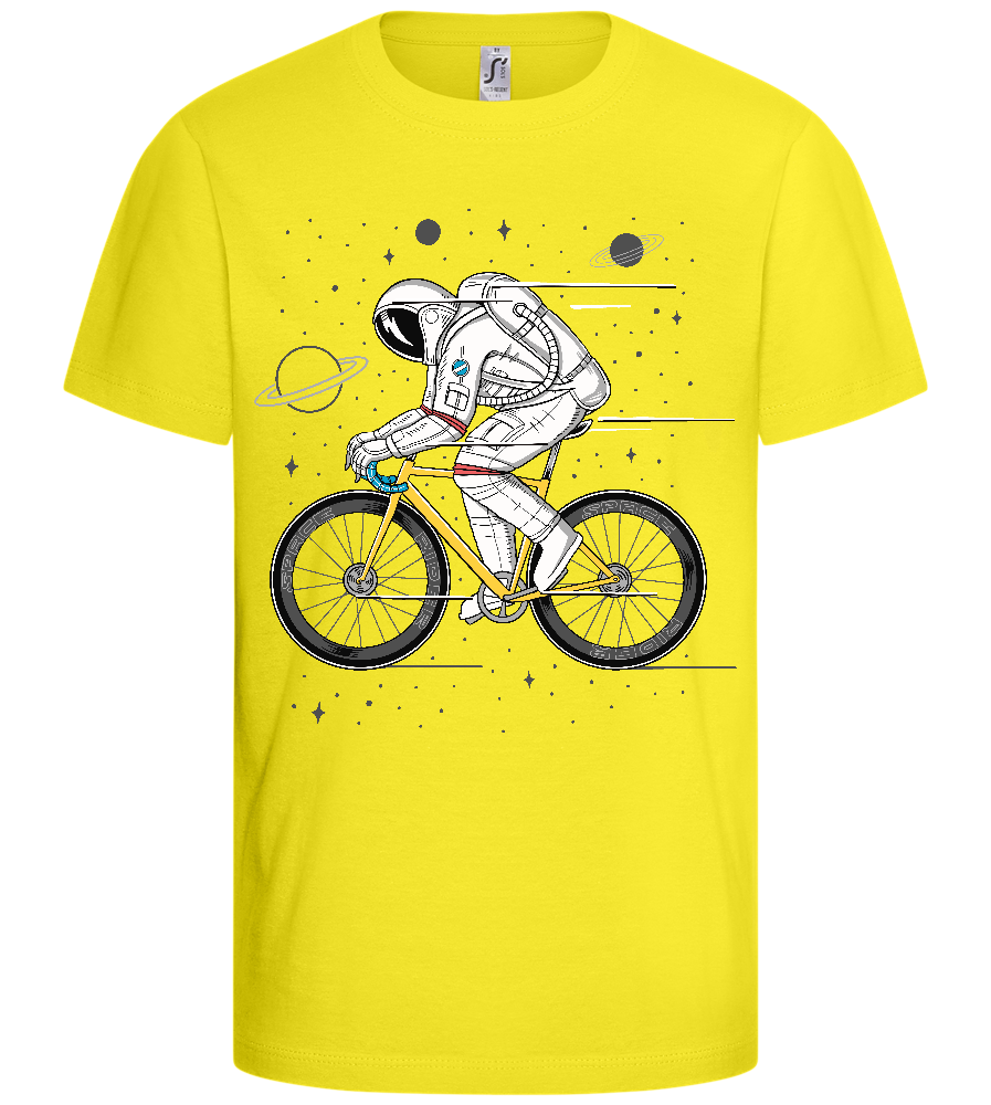 Astronaut on Bicycle Design - Basic kids t-shirt_LEMON_front