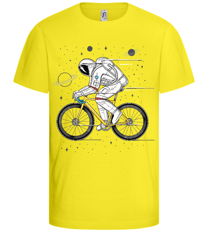 Astronaut on Bicycle Design - Basic kids t-shirt_LEMON_front