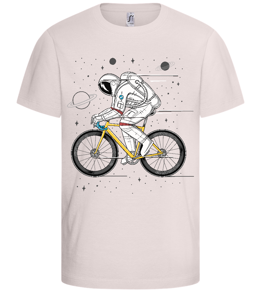 Astronaut on Bicycle Design - Basic kids t-shirt_LIGHT PINK_front