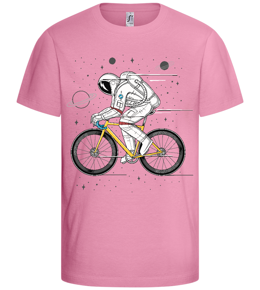 Astronaut on Bicycle Design - Basic kids t-shirt_PINK ORCHID_front