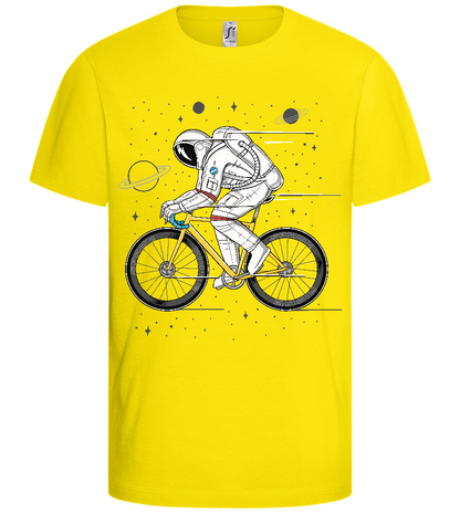 Astronaut on Bicycle Design - Basic kids t-shirt_YELLOW_front