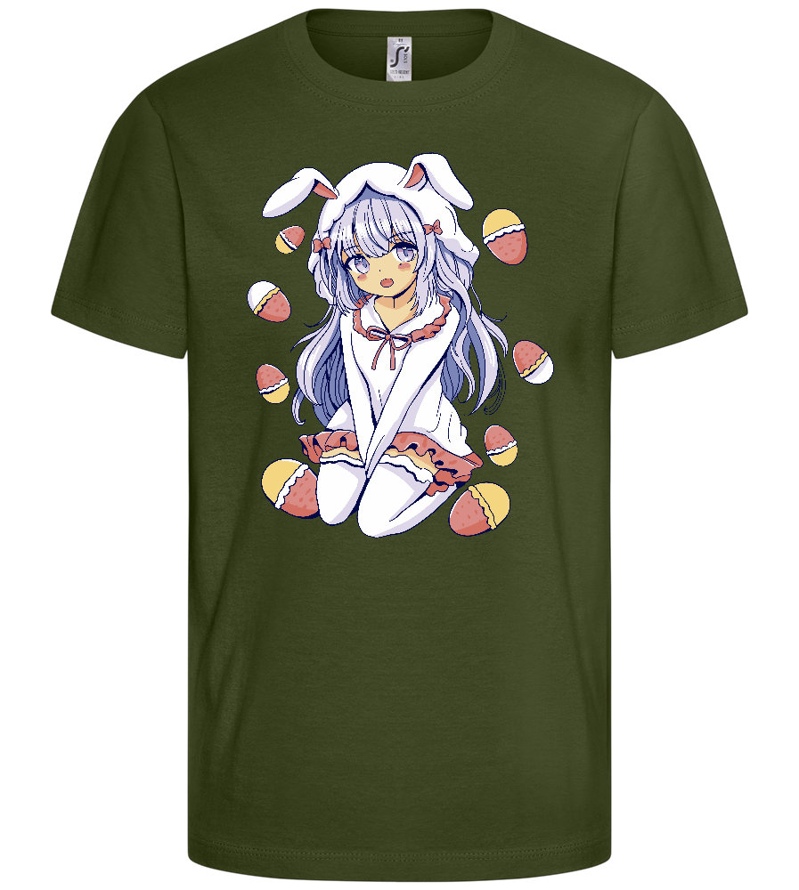 Kawaii Easter Bunny Design - Basic kids t-shirt_ARMY_front