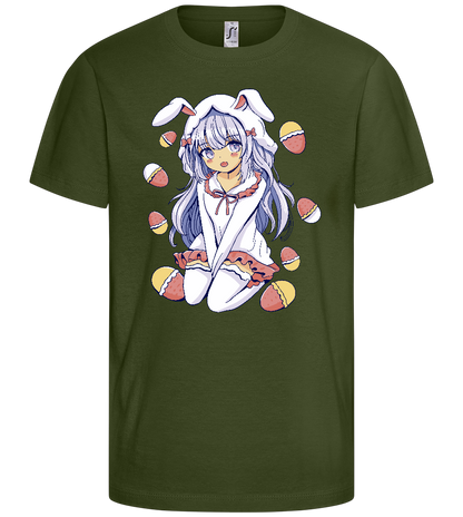 Kawaii Easter Bunny Design - Basic kids t-shirt_ARMY_front