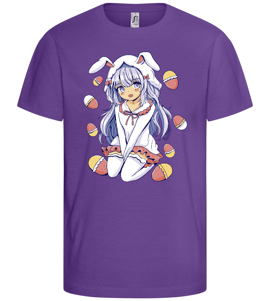 Kawaii Easter Bunny Design - Basic kids t-shirt_DARK PURPLE_front