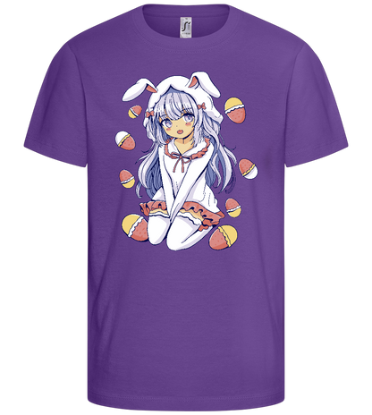 Kawaii Easter Bunny Design - Basic kids t-shirt_DARK PURPLE_front