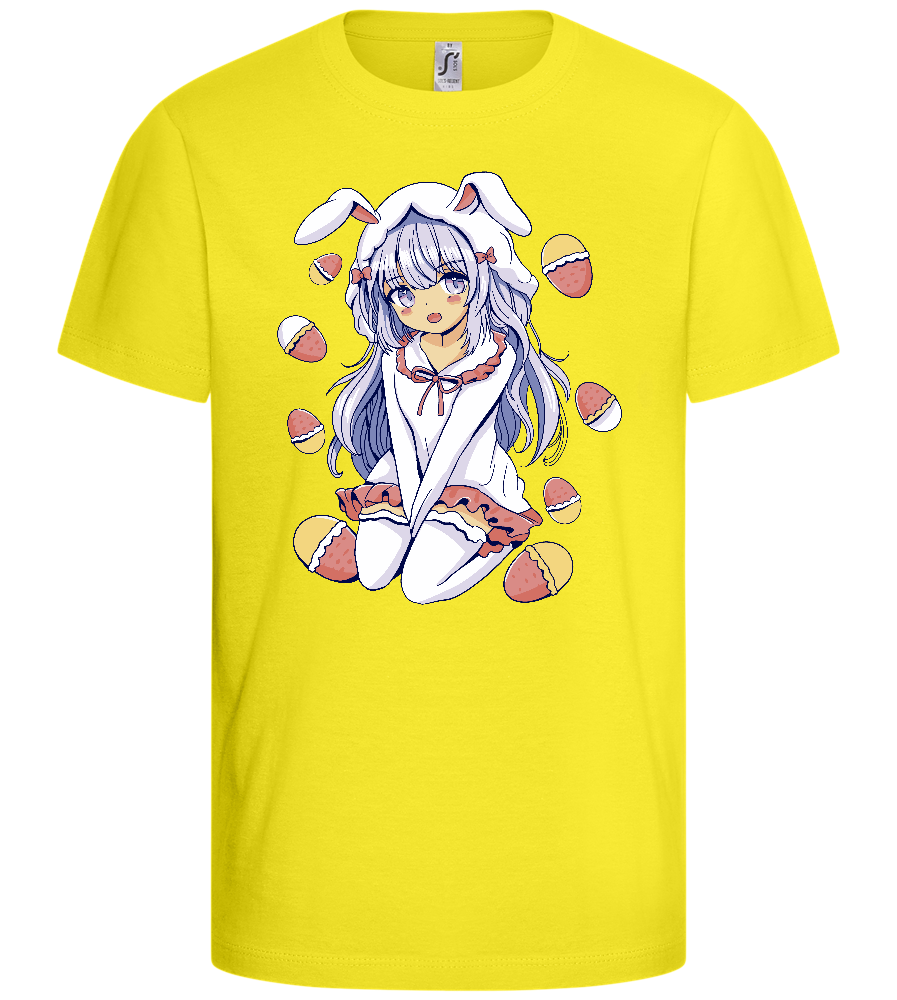 Kawaii Easter Bunny Design - Basic kids t-shirt_LEMON_front