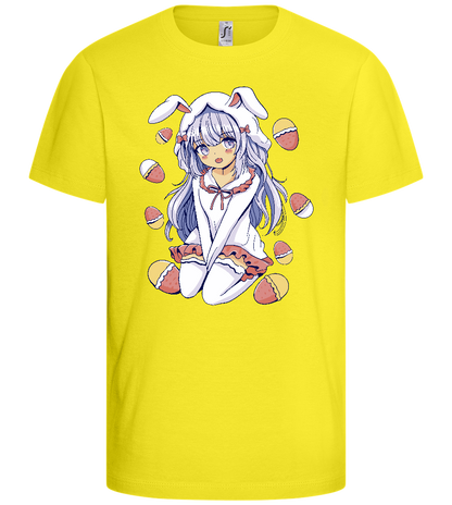 Kawaii Easter Bunny Design - Basic kids t-shirt_LEMON_front