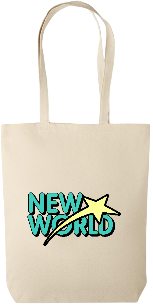 New World Design - Premium canvas cotton tote bag_BEIGE_front