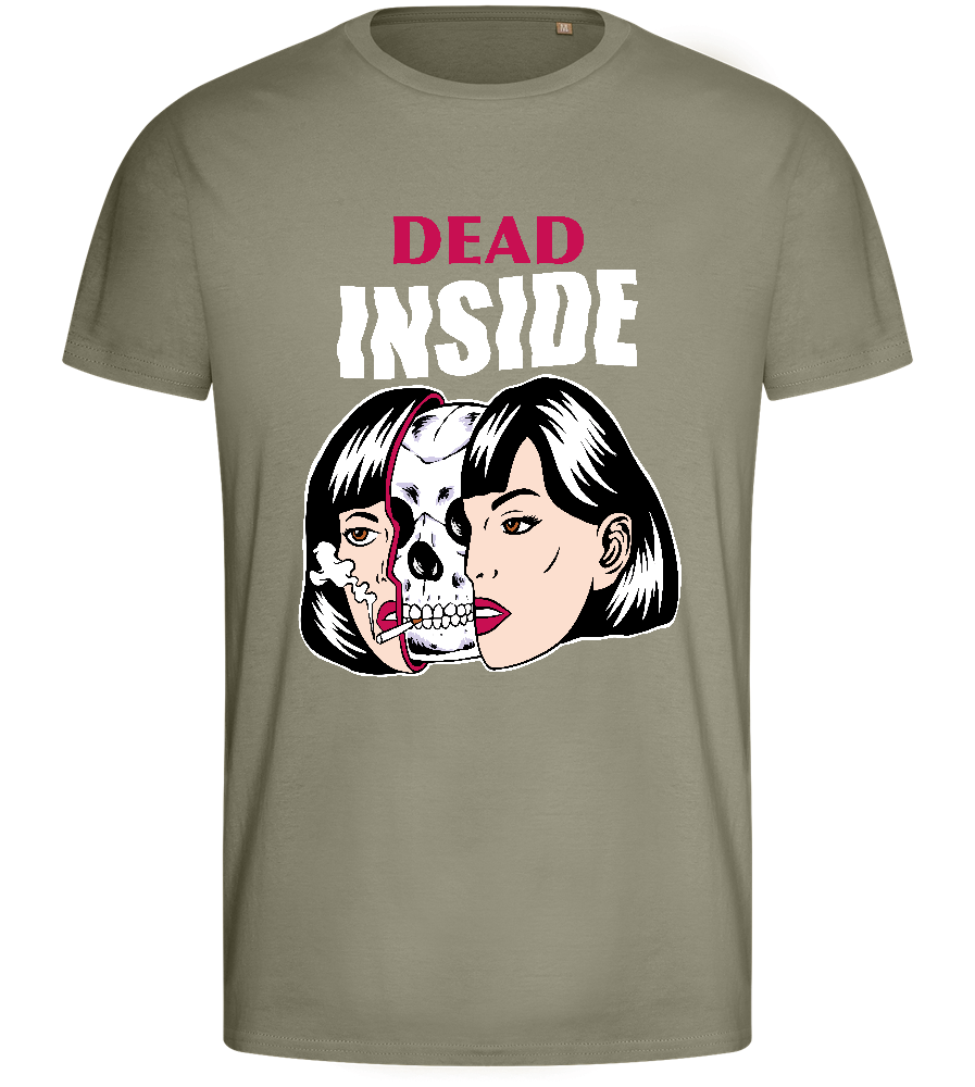 Dead Inside Design - Basic men's fitted t-shirt_KHAKI_front