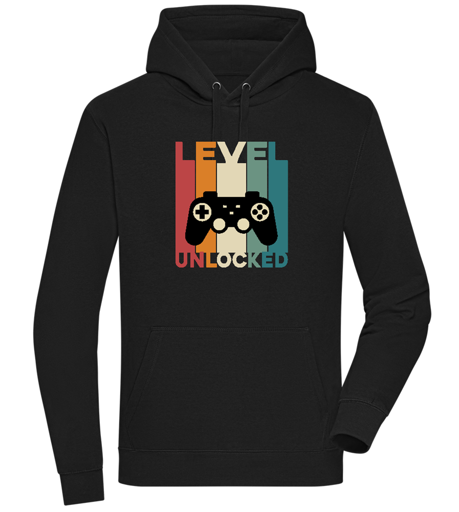 Level Unlocked Game Controller Design - Premium unisex hoodie_BLACK_front