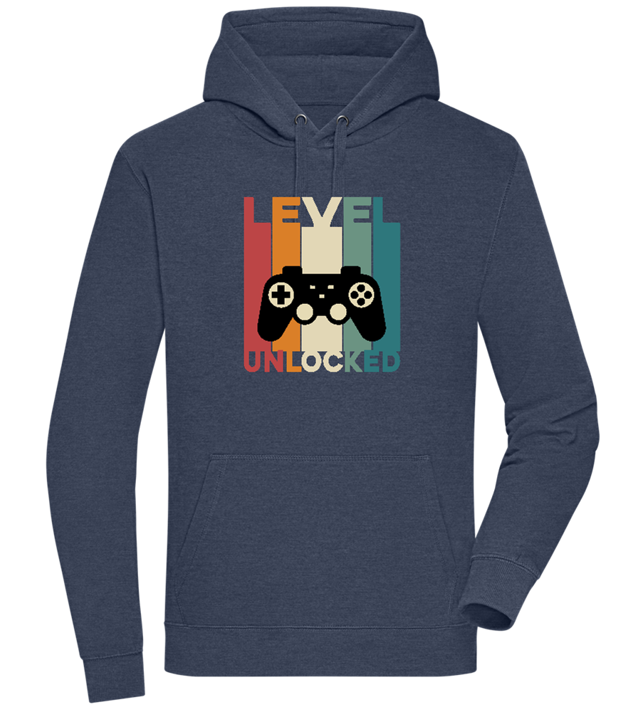 Level Unlocked Game Controller Design - Premium unisex hoodie_DENIM CHINA_front