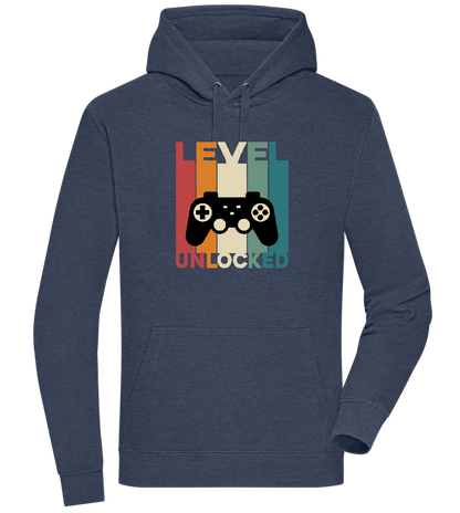 Level Unlocked Game Controller Design - Premium unisex hoodie_DENIM CHINA_front