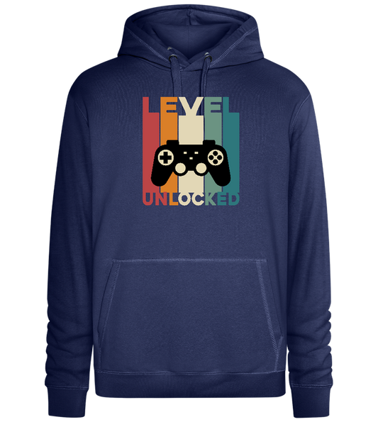 Level Unlocked Game Controller Design - Premium unisex hoodie_DENIM CHINA_front