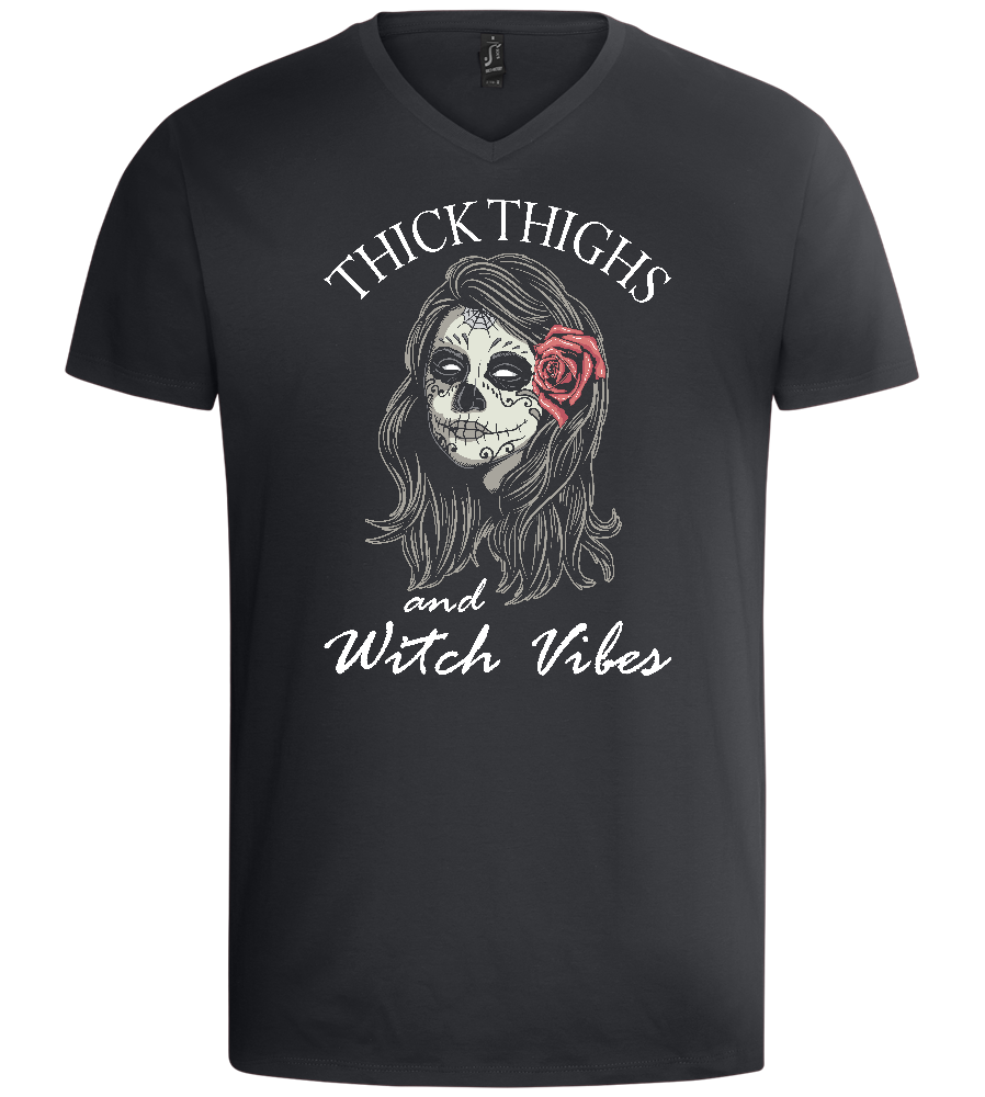 Witch Vibes Design - Basic men's v-neck t-shirt_DARK GRAY_front