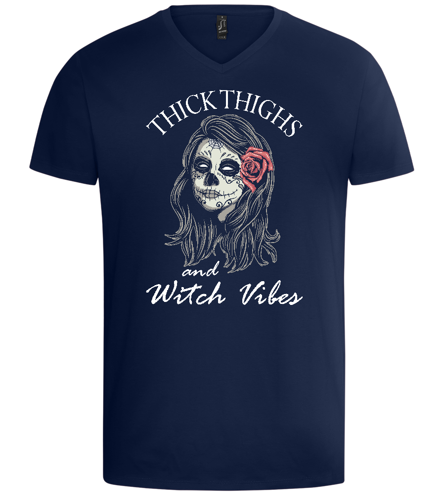 Witch Vibes Design - Basic men's v-neck t-shirt_MARINE_front