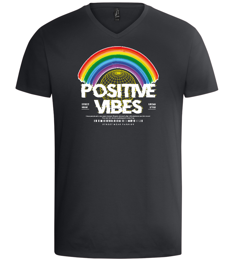 Positive Vibes Design - Basic men's v-neck t-shirt_DARK GRAY_front