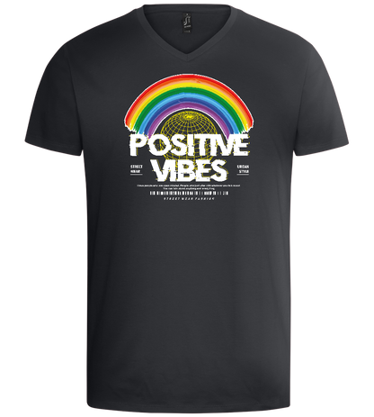 Positive Vibes Design - Basic men's v-neck t-shirt_DARK GRAY_front