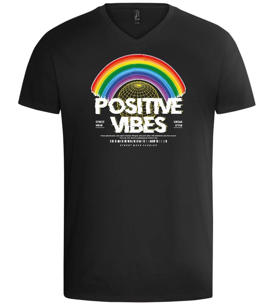 Positive Vibes Design - Basic men's v-neck t-shirt_DEEP BLACK_front