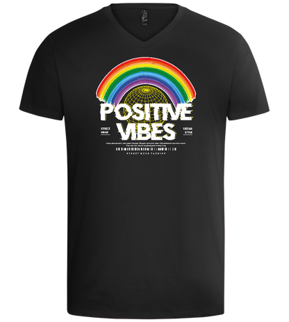 Positive Vibes Design - Basic men's v-neck t-shirt_DEEP BLACK_front