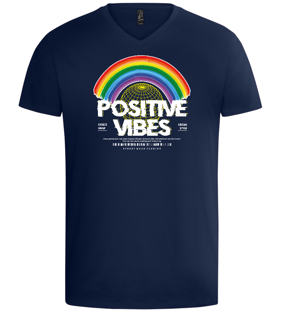 Positive Vibes Design - Basic men's v-neck t-shirt_MARINE_front