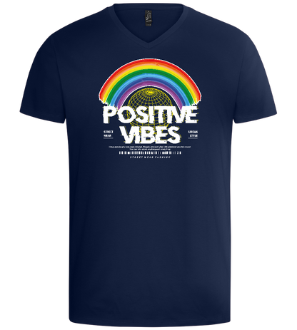 Positive Vibes Design - Basic men's v-neck t-shirt_MARINE_front