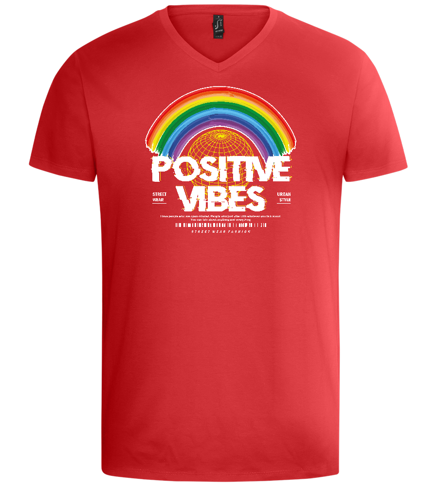 Positive Vibes Design - Basic men's v-neck t-shirt_RED_front