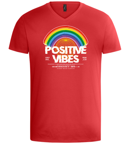 Positive Vibes Design - Basic men's v-neck t-shirt_RED_front