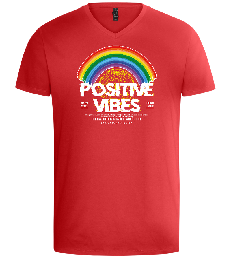 Positive Vibes Design - Basic men's v-neck t-shirt_RED_front