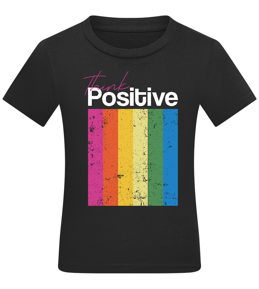 Think Positive Rainbow Design - Comfort kids fitted t-shirt_DEEP BLACK_front