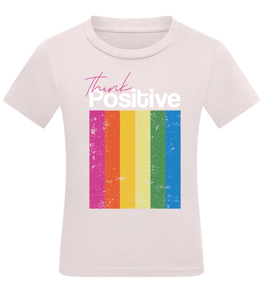 Think Positive Rainbow Design - Comfort kids fitted t-shirt_LIGHT PINK_front
