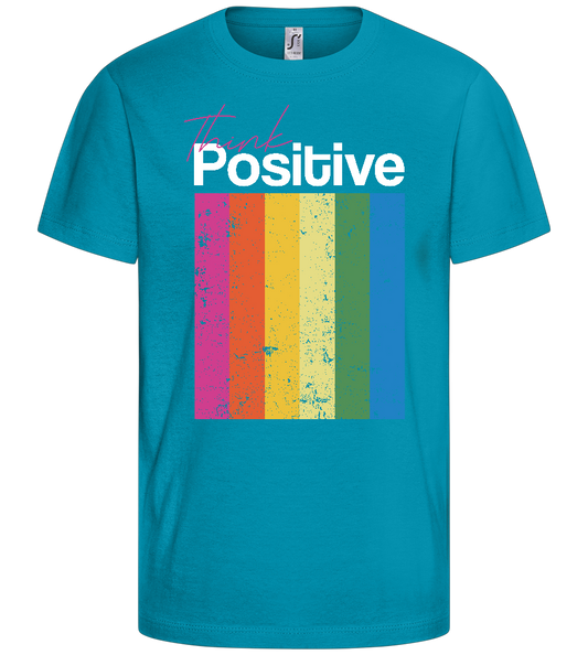 Think Positive Rainbow Design - Comfort kids fitted t-shirt_TURQUOISE_front