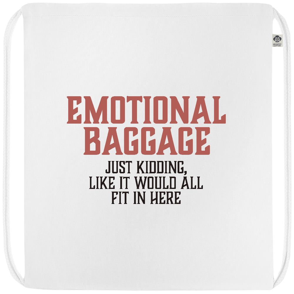 Emotional Baggage Design - Premium colored organic cotton drawstring bag_WHITE_front