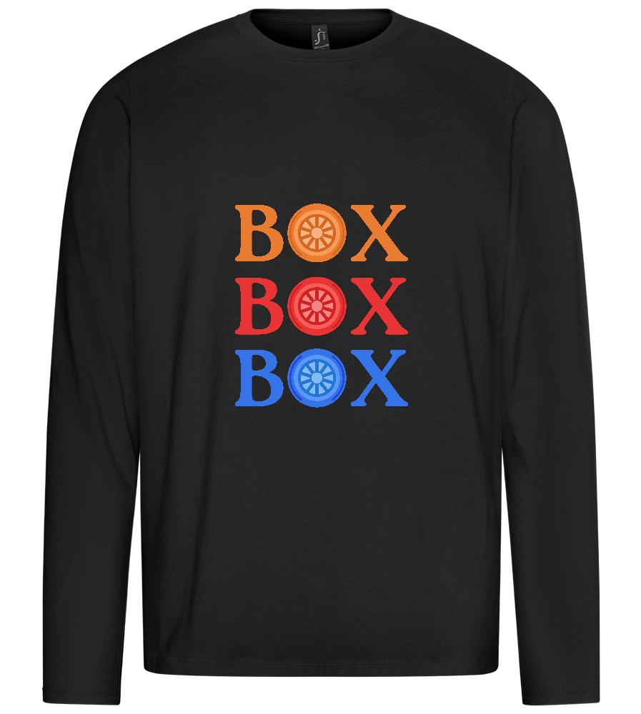 Box Box Box Design - Premium men's long sleeve t-shirt_DEEP BLACK_front