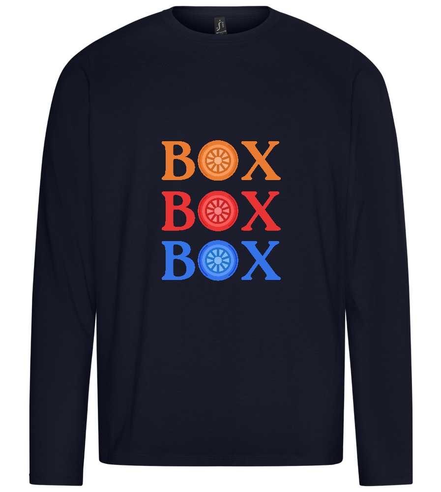 Box Box Box Design - Premium men's long sleeve t-shirt_FRENCH NAVY_front