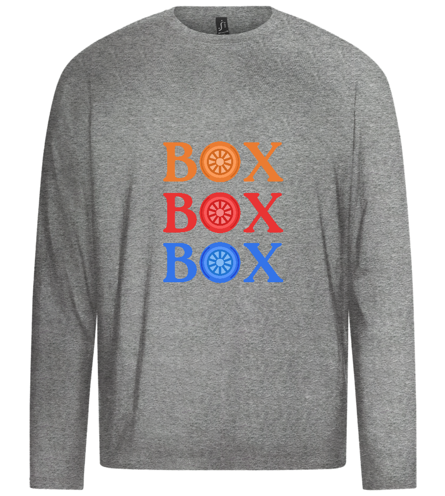 Box Box Box Design - Premium men's long sleeve t-shirt_ORION GREY_front