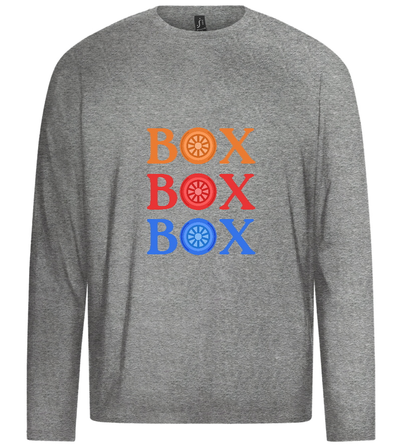 Box Box Box Design - Premium men's long sleeve t-shirt_ORION GREY_front