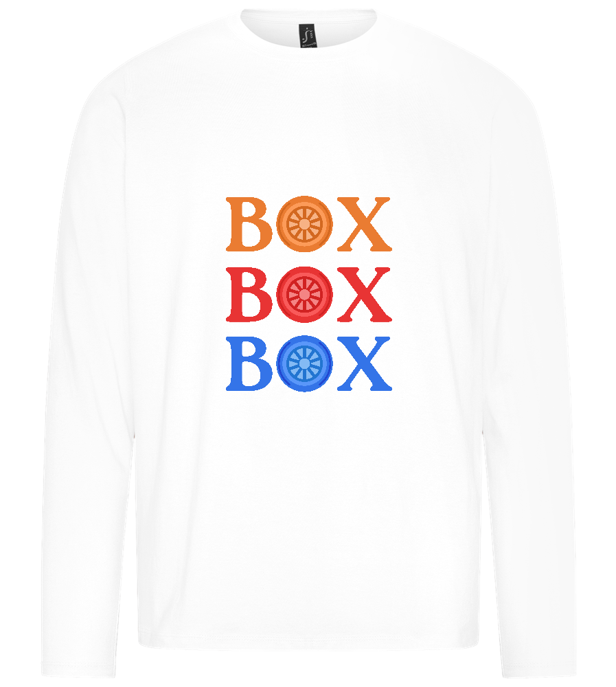 Box Box Box Design - Premium men's long sleeve t-shirt_WHITE_front