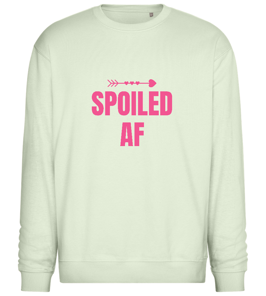 Spoiled AF Pointing Arrow Design - Comfort Essential Unisex Sweater_CREAMY GREEN_front