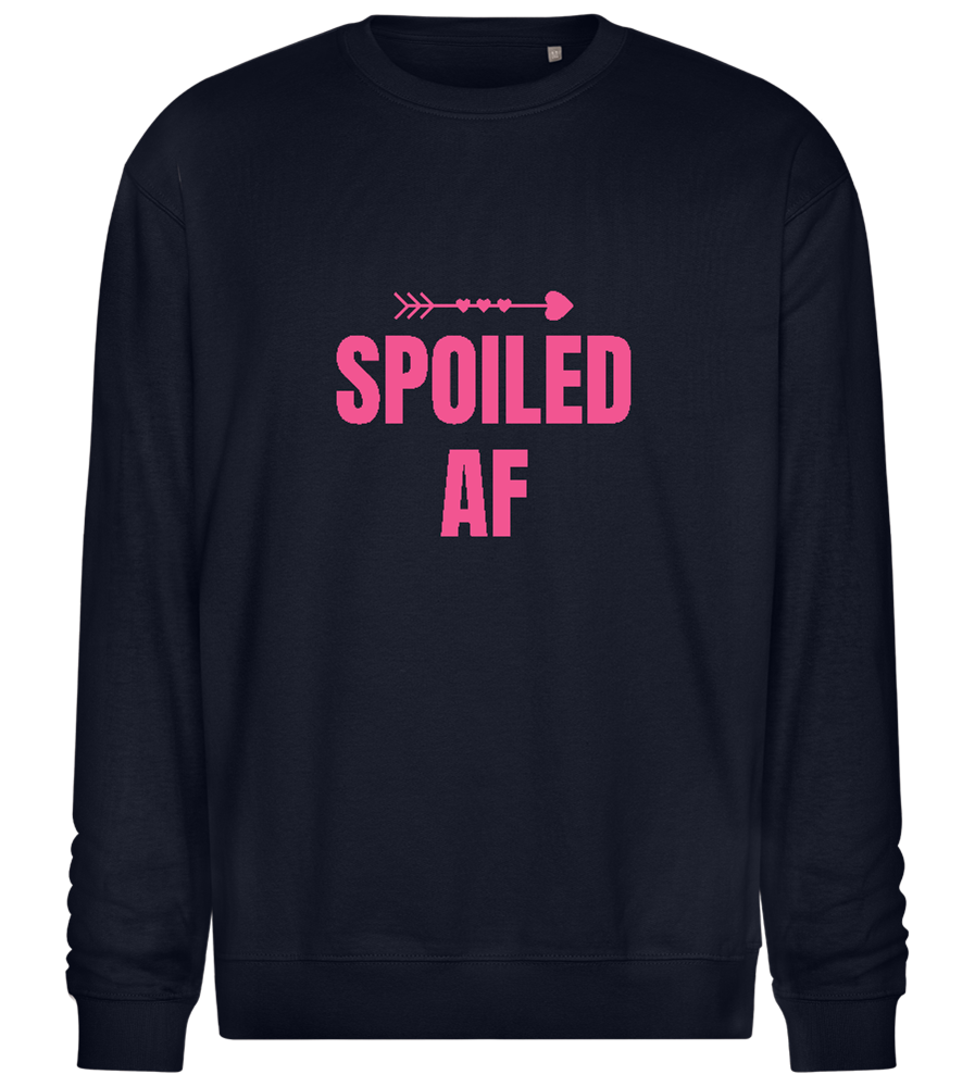 Spoiled AF Pointing Arrow Design - Comfort Essential Unisex Sweater_FRENCH NAVY_front