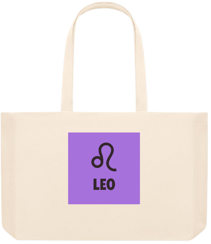 Zodiac Leo Design - Premium large recycled beach tote bag_BEIGE_front