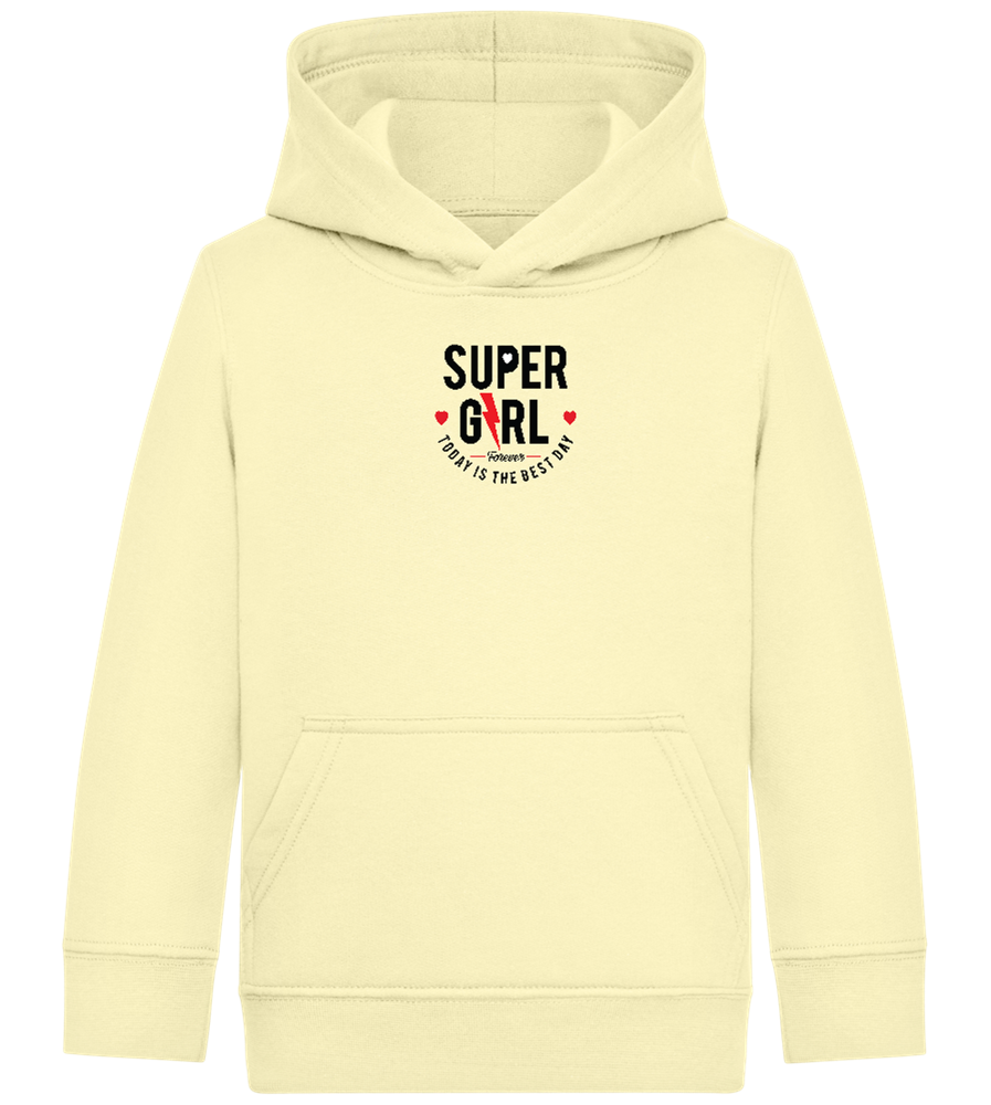 Super Girl Forever Design - Comfort Kids Hoodie_AMARELO CLARO_front