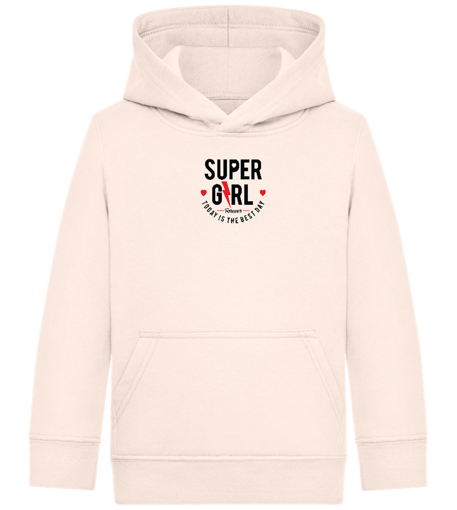 Super Girl Forever Design - Comfort Kids Hoodie_LIGHT PEACH ROSE_front