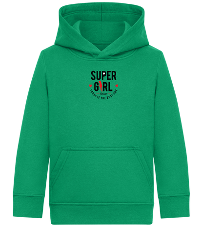 Super Girl Forever Design - Comfort Kids Hoodie_MEADOW GREEN_front