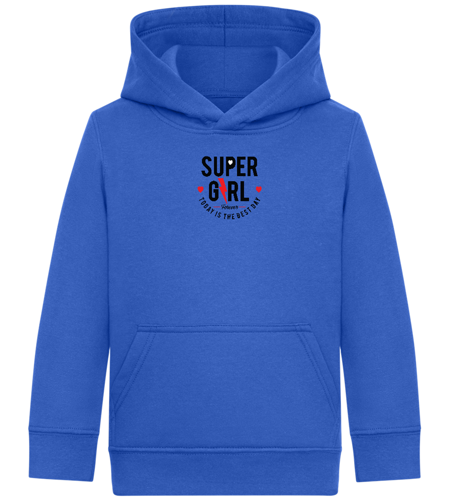 Super Girl Forever Design - Comfort Kids Hoodie_ROYAL_front